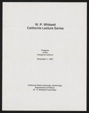 Whisett California Lecture Series, Program, December 1, 1987