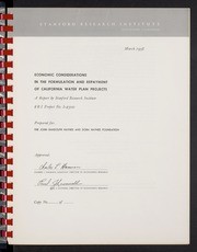 Economic Considerations: Repayment of California Water Plan Projects, 1958