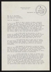 Letter to Whitsett from Richard Lyman, Salt Lake City, 1933