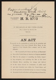 Boulder Dam Bill, An Act, H.R. 5773, reproduction