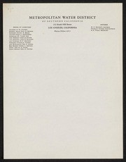 Letterhead, Metropolitan Water District, Whitsett Chairman