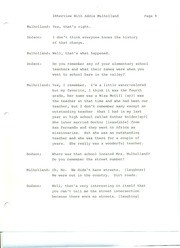 Addie C. Mulholland, Oral History