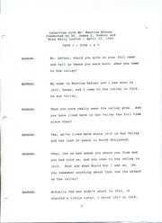 Mr. Maurice Ratner, Oral History; Tape 1