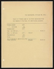 Report of Tickets Used in the Three Day Excursions, 1911