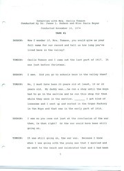 Mrs. Ceclia Tomson, Oral History