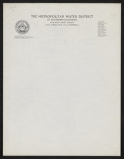 Letterhead, Metro Water District of South Cal, Whitsett, Chairman
