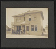 Rose and ?? in front of J. Sunderer's Mission Shoe Store, June 7, 1904