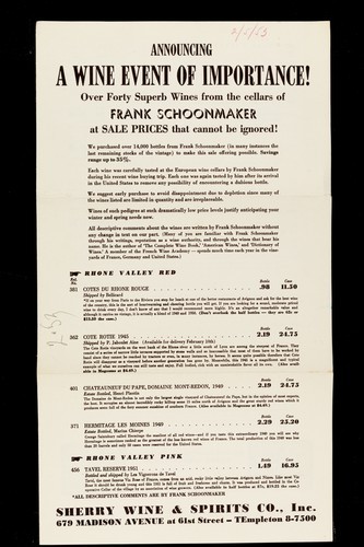 Wine Event Frank Schoonmaker 1953