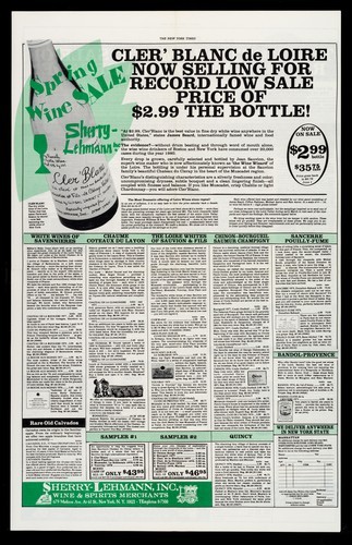 April 1981 Insert: Spring Wine Sale in the New York Times