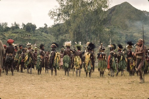 A gathering of dancers on the ceremonial ground