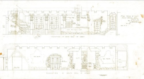 Aztec Hotel: Lobby elevation drawings