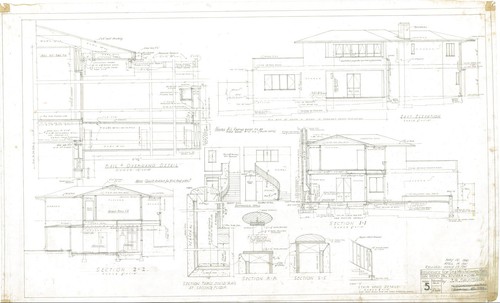 Thomas Mann House: elevation and sections