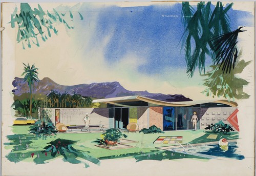 Miles C. Bates house: rendering of pool