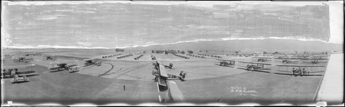 United Airport, military planes on runway, Burbank. April 26, 1930