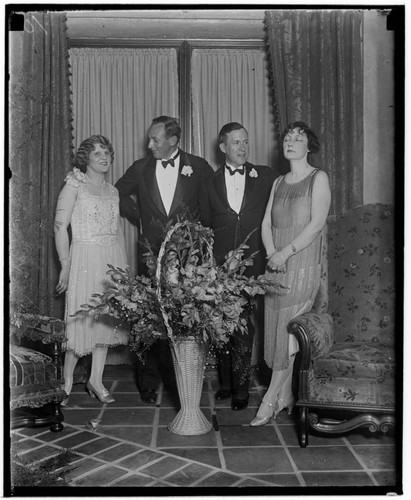 Portrait of two couples at the Club Casa del Mar, Santa Monica, California