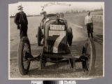 Race car driver "Wild" Bob Burman at a Los Angeles racetrack