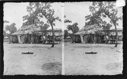 Sac & Fox. Bark houses, Oklahoma, Indian Territory