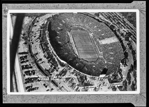 Airplane view of Rose Bowl, New Year's football game