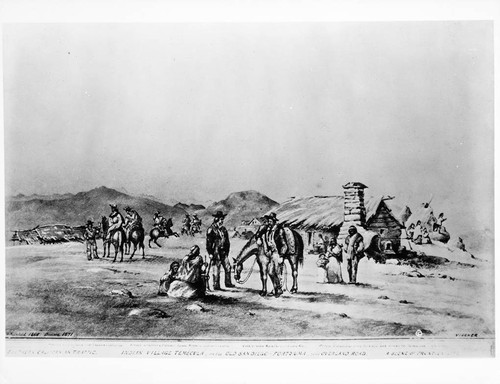 Temecula Indian village on San Diego and Fort Yuma first overland stage route, by Vischer, 1865-1871