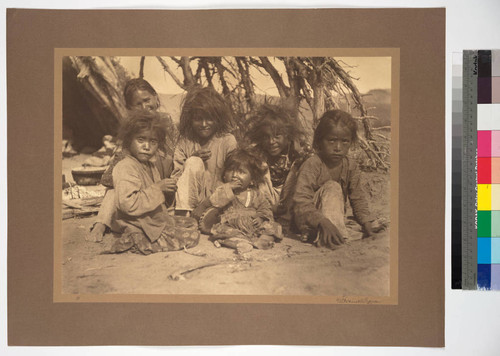 Navajo Indian children, Ship Rock, Chinle desert, Arizona