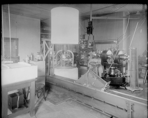 Interior of the west room of Mount Wilson Observatory's physical laboratory in Pasadena