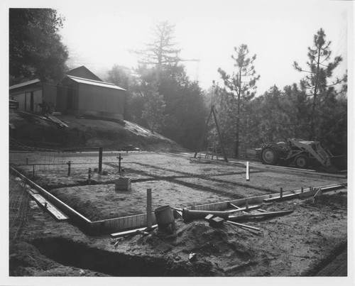 Construction forms for a new house on Mount Wilson, built below the garage