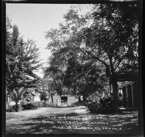 View from garden, San Antonio Rancho, Gov. H.T. Gage's home