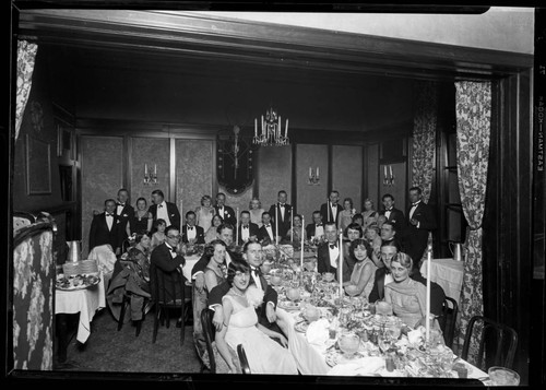 Louella Parsons dinner party, Montmartre Cafe, 6757 Hollywood Boulevard, Los Angeles. 1929