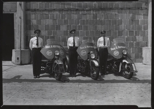 Motorcycle fleet, Paul G. Hoffman Company, Los Angeles. 1939