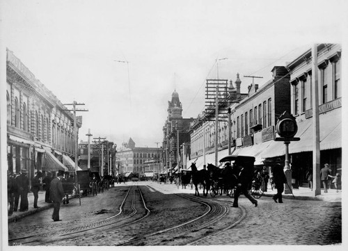 Spring Street and Temple, 1889