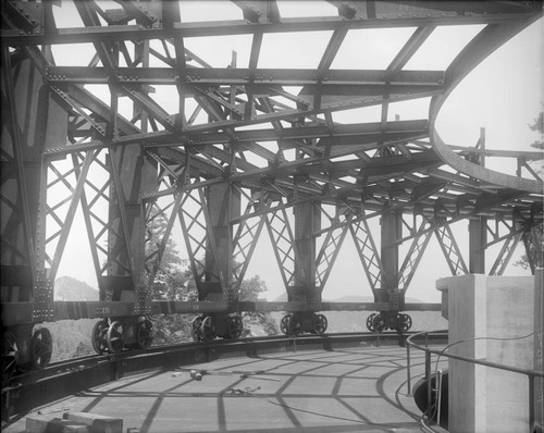 Steel framing below the balcony, 100-inch telescope building, Mount Wilson Observatory