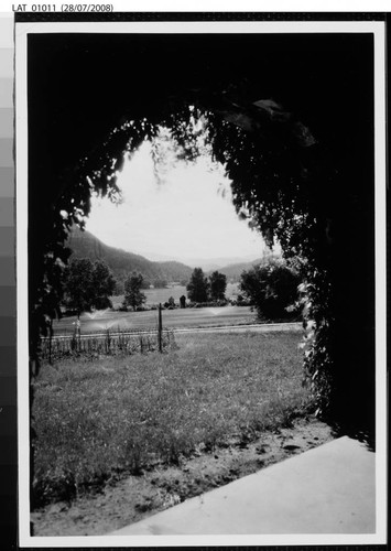 Vermejo Ranch view through an arch of vegetation towards a meadow