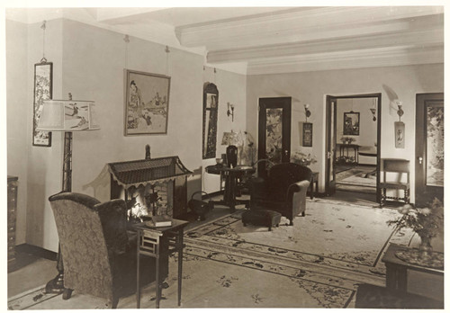 Living room in Grace Nicholson's private home in the Treasure House