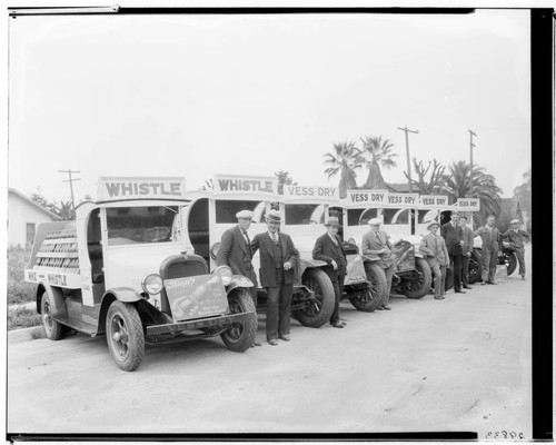 Whistle Bottling Company trucks, 115 Mission, South Pasadena. 1927