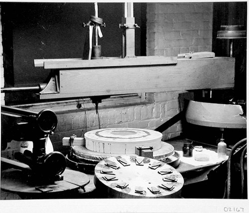 The cassegrain secondary mirror for the Palomar Observatory 60-inch telescope on a polishing machine