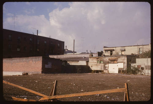 Rear of buildings on 3rd Street between Flower and Figueroa Street