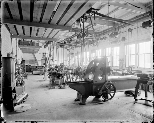 Interior of the Mount Wilson Observatory machine shop, Pasadena