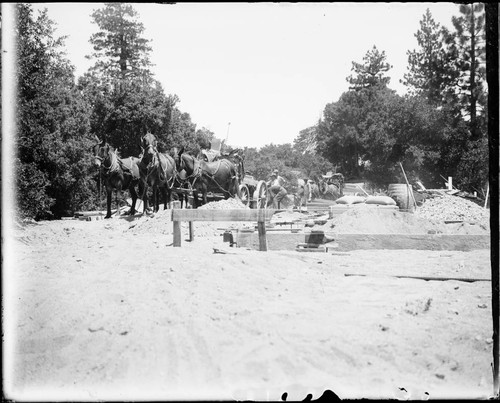 Early foundation construction for the 60-inch telescope dome foundation, Mount Wilson Observatory