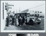 Passengers entering bus of the new Los Angeles to Venice service