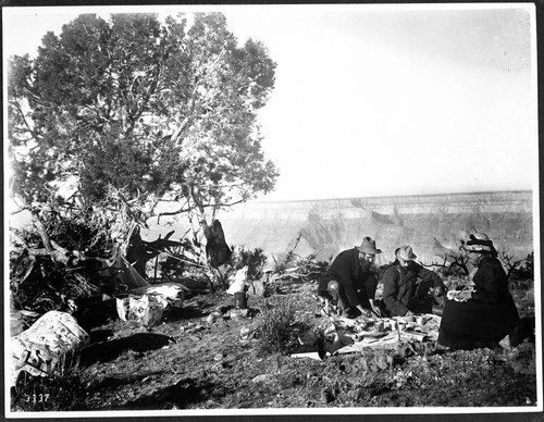 Professor James and party making camp