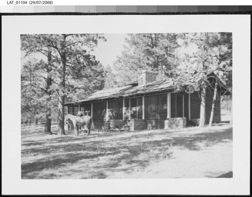 Front view of Mary Lake cabin at Vermejo Ranch