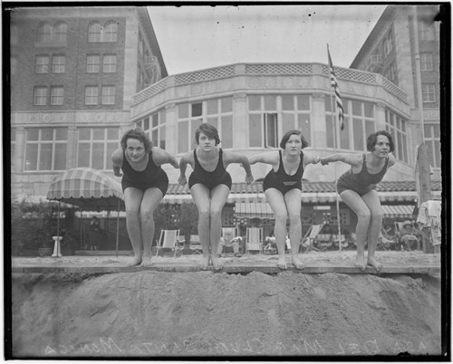 Casa del Mar Swim Team in front of club, Santa Monica, California