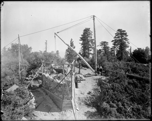 Construction of the 'stellar' foundation pier of the Snow telescope, Mount Wilson Observatory