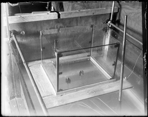 Glass tank that holds liquid for horseshoe vortex generator