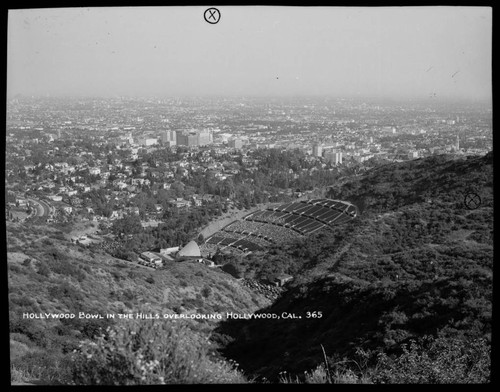 Hollywood Bowl in the hills overlooking Hollywood, Cal