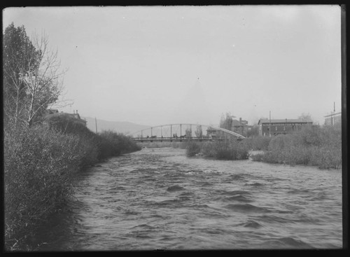 View of Truckee River and old Truckee Bridge, Reno, Nevada