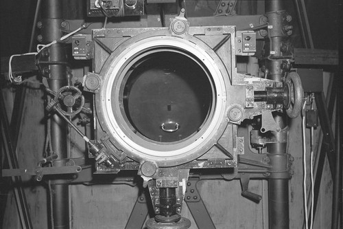 Close view of the 100-inch telescope plate-base and surroundings, Mount Wilson Observatory