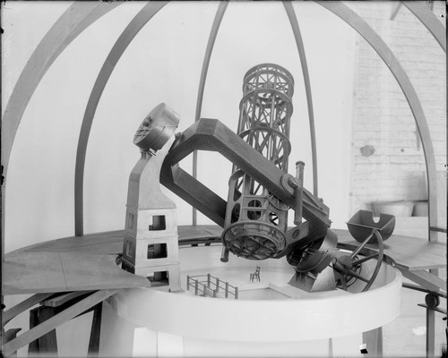 Model of the 100-inch telescope, dome frame and pedestal