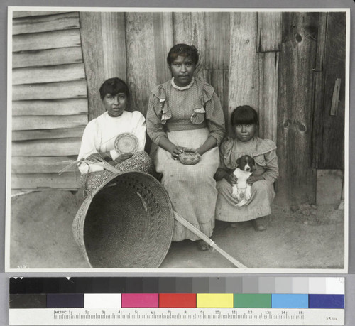 Yokut children, basket weavers