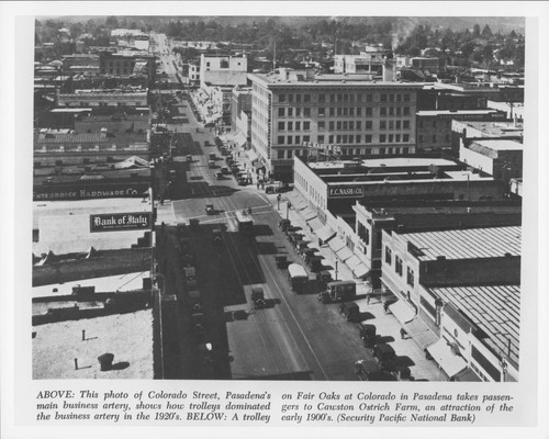 Printed photograph of Colorado Street, Pasadena